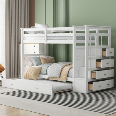 Bunk Bed With Trundle And Staircase by Harriet Bee