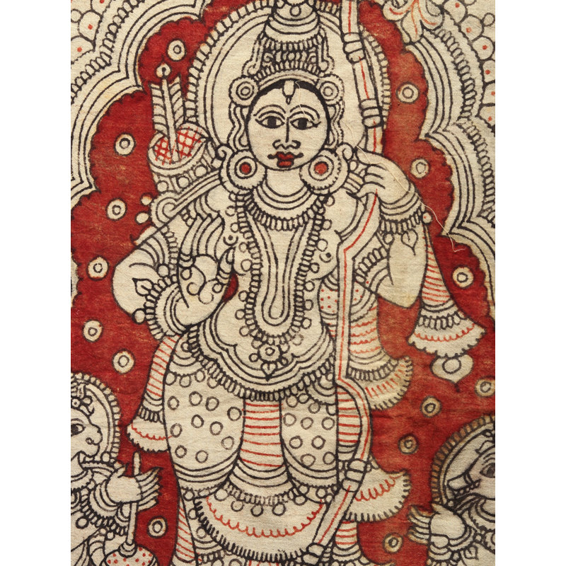 Lord Rama avec Hanumana | Kalamkari, peinture sur coton