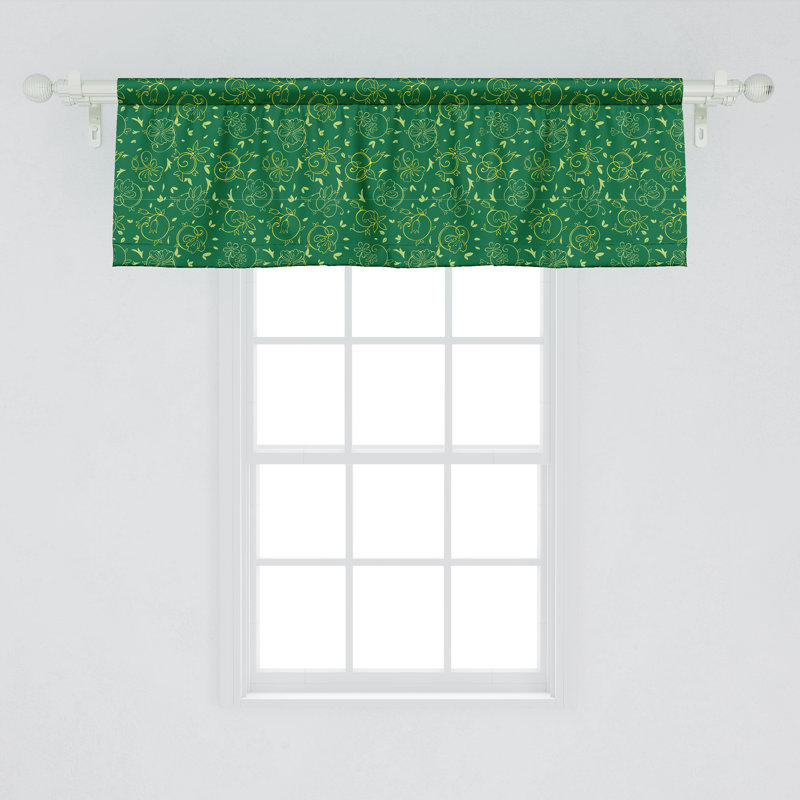 Ambesonne Botanical Valance Pack of 2 Swirl Flowers Nature Art  Yellow Forest Green