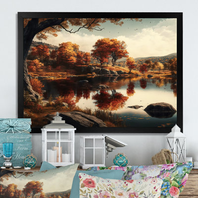 «Lake Reflecting of Beautiful Autumn Mountains VI», reproduction sur toile