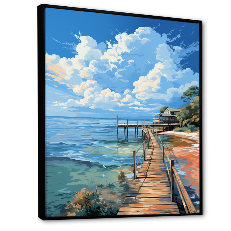 Yula Pier and Dock Seaside II, reproduction d'art sur toile, H 40 po x l 30 po x P 1,5 po, Cadre flottant noir