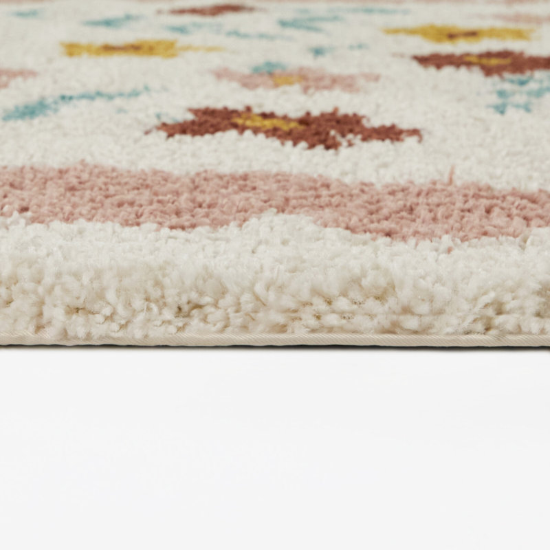 Azalea Pink Multi Kids Flower Toss Scallop Border Oval Area Rug, 5'3" x 6'11" Oval