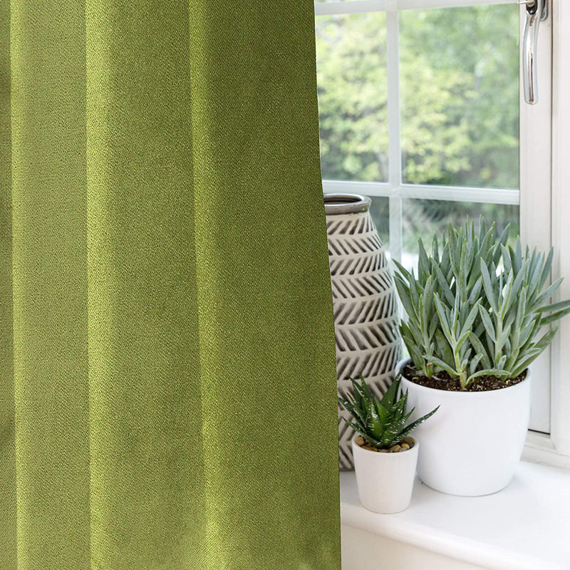 Socotrine Blackout Curtain Pair, Lime, Width 167 x Drop 137cm