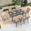 Ensemble de 6 chaises de salle à manger d'extérieur, siège large et ergonomique, capacité de 350 lb par chaise, structure en métal Teslin imperméable et résistante à la rouille, idéale pour la terrasse, le jardin, la salle de banquet et l'utilisation commerciale-1401542052-1401542050