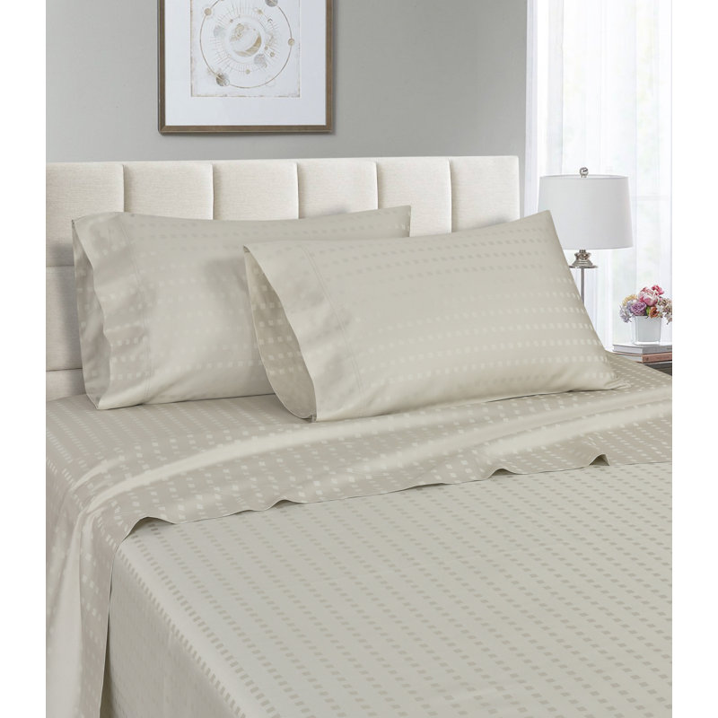 Ensemble de draps en coton de qualité égyptienne à densité de tissage 1200 fils Madylynn, Ivoire