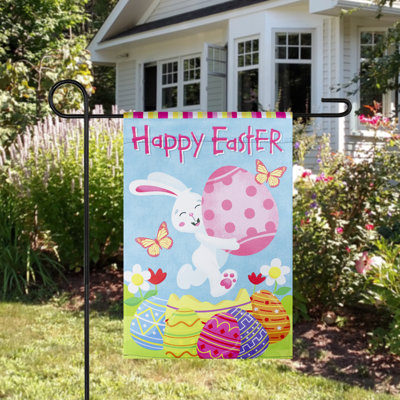 Drapeau de maison pour l'extérieur Joyeuses Pâques avec des œufs