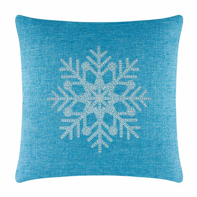 Sparkles Home Snowflake Throw Pillow | Rhinestone Motif | Faux Pearls | Feather-Filled | Custom Sizes