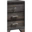 Table de chevet 3 tiroirs en bois massif gris foncé de style contemporain avec glissière en métal 3 couleurs gris