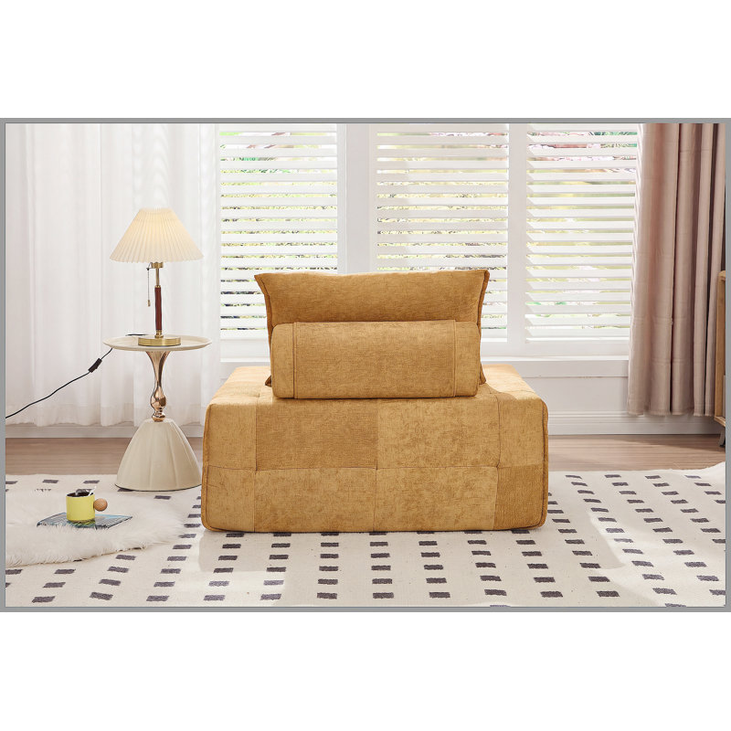 Canapé modulaire à assise profonde avec dossier réglable - Canapé compressé en chenille de 39,37 po pour le salon, la chambre à coucher, le salon (1 pièce), jaune.
