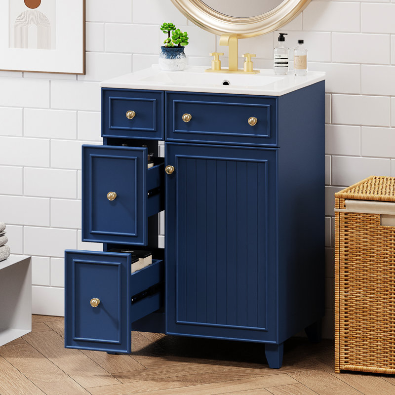 Armoire de salle de bain 24 po avec lavabo en céramique