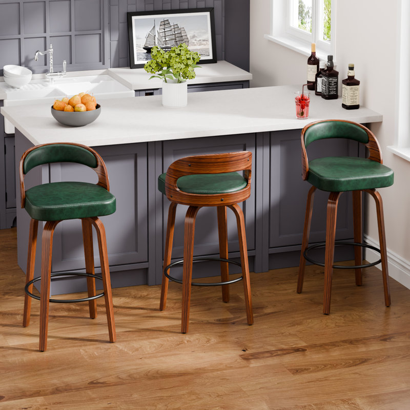 Ensemble de 3 tabourets de bar pivotants 29,2 po, Vert, 3