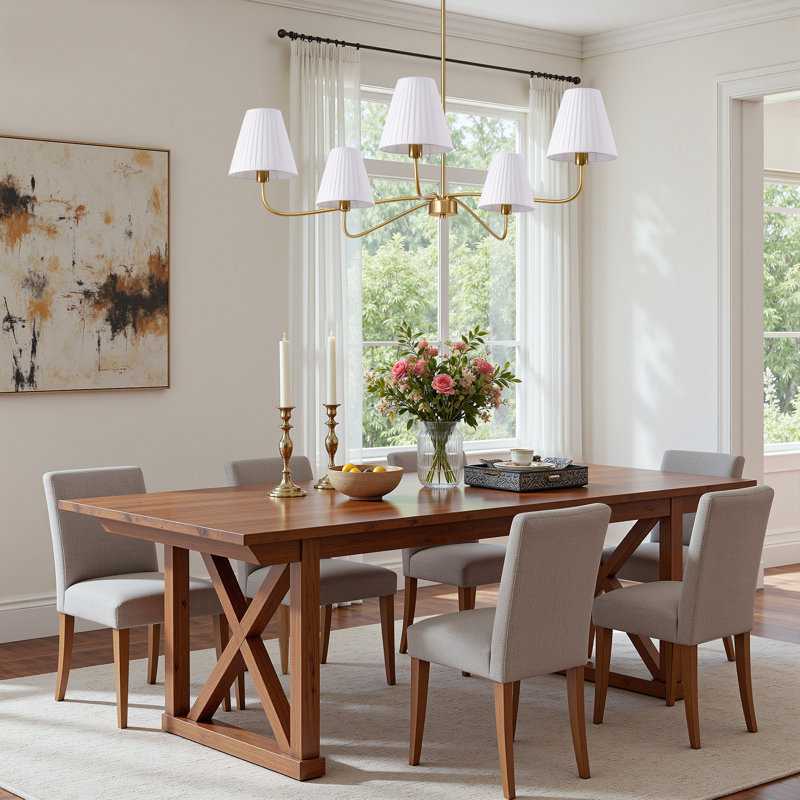 5 - Light Dimmable Classic/Traditional Chandelier With Fabric Shades