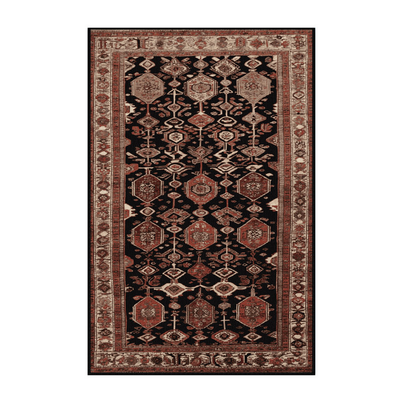 Tapis brun turc lavable à la machine, Rectangle 4pi x 6 pi