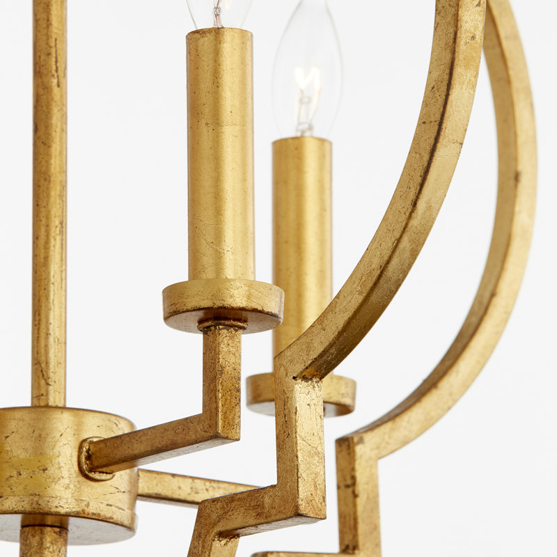 Dooley 4 - Light Dimmable Lantern Chandelier, Gold Leaf