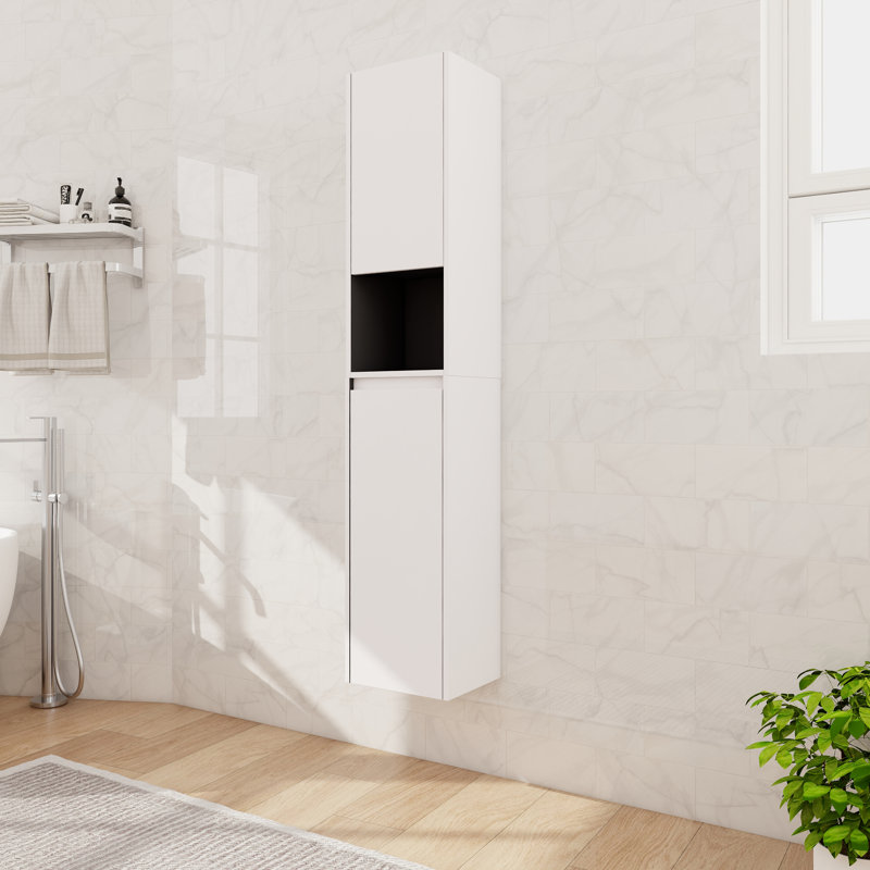 Armoire murale de salle de bain 12 "avec porte et tablette à fermeture en douceur, Blanc