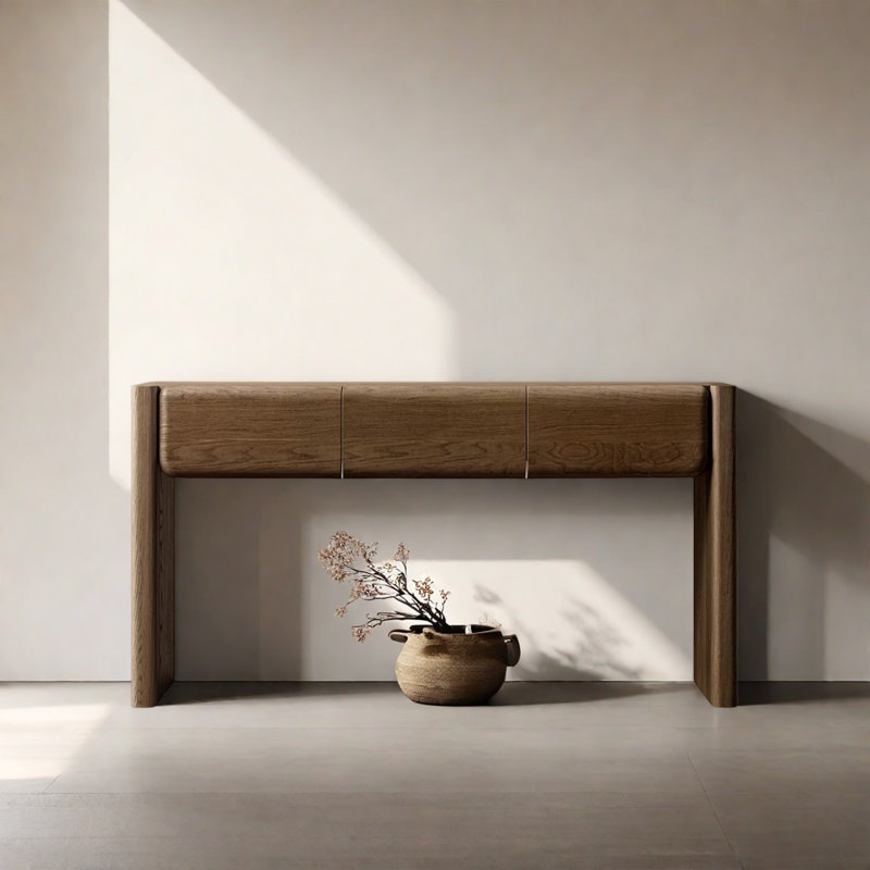 Console avec tiroirs, Brun