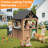  3-Door Modular Clear Playhouse with Kitchen Set – Durable Wood & Waterproof Roof, Kids Pretend Playhouse for Ages 3-8-120786373
