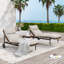 Méridiennes de patio en aluminium 3 pièces avec table rectangulaire et coussins gris clair Purecane