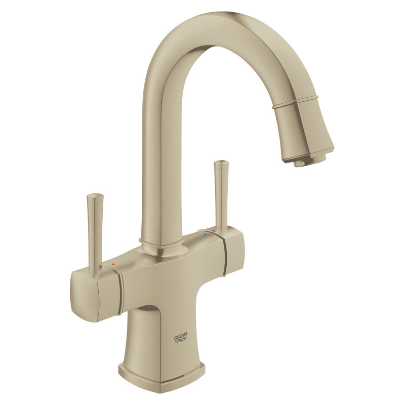 Grandera® Single Hole Bathroom Faucet with Drain Assembly, Brushed Nickel InfinityFinish