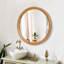 Miroir mural rond en bois naturel, miroir minimaliste décoratif 23,62 po pour meuble-lavabo / salon (cadre en bois massif élégant)
