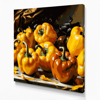 Vegetables Bell Pepper Yellow Brown Canvas Wall Art