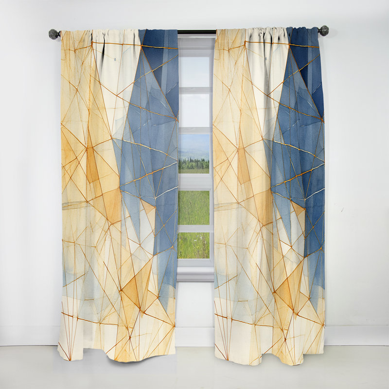 Minimaliste bleu et or II - rideau en velours moderne - obscurcissant - 1 panneau, L 52 po x L 120 po