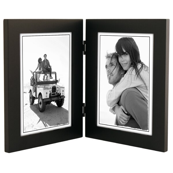 DUAL EASEL cardstock frame 4x6 Black w/gold foil border (sold in