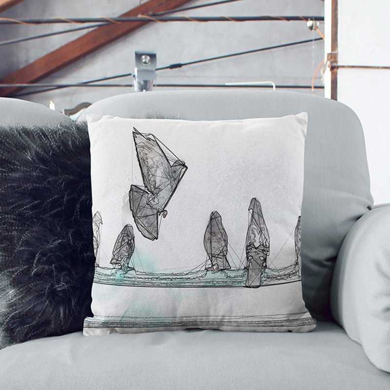 Pigeons Cushion with Filling, 55cm H x 55cm W x 20cm D