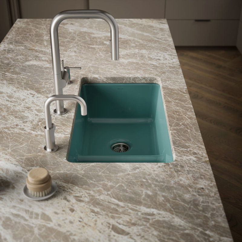 Iron Tones 33" L x 18.75" W Large/Medium Double-Bowl Kitchen Sink, Almond