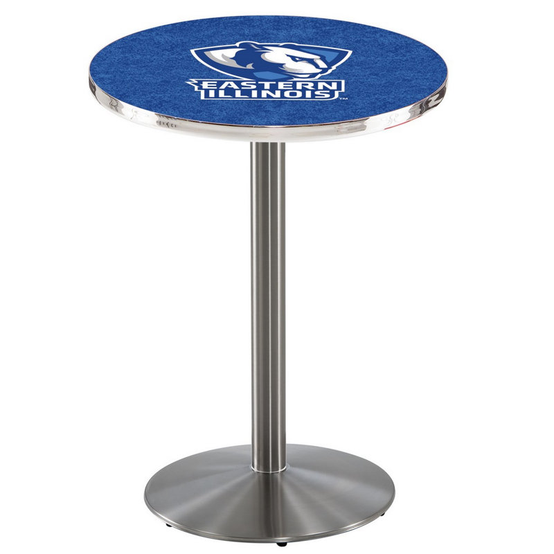 Round Metal Base Dining Table, Stainless Steel, Eastern Illinois University