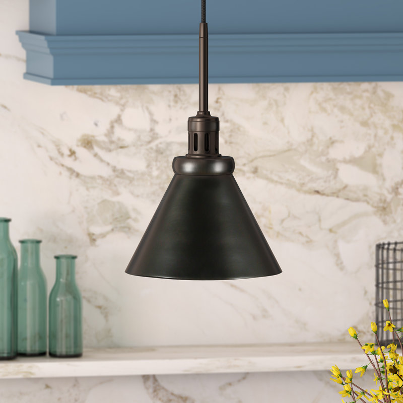Luminaire suspendu conique à 1 lumière Zeno, Acier noirci