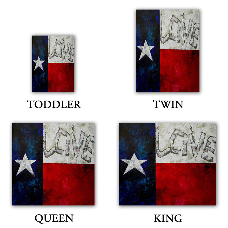 Ensemble de housse de couette Love For Texas, 1 housse de couette grand + 2 taies standards