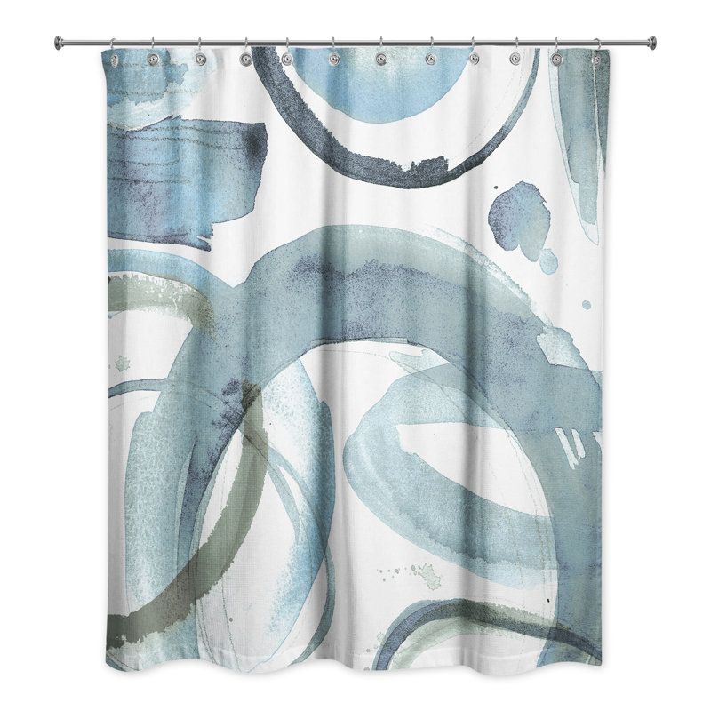 Rideau de douche simple Krol, Abstrait bleu