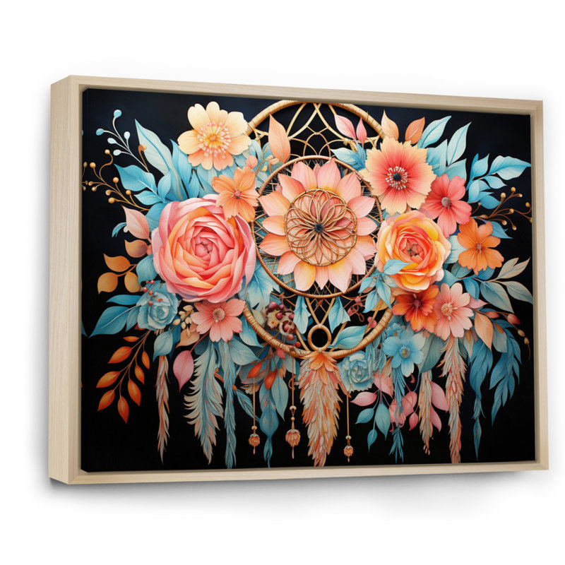 Coral Dream Catcher Dreams, reproduction d'art sur toile, Cadre naturel flottant, H 16 po x l 32 po x P 1 po