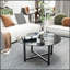 Table basse ronde avec plateau en verre