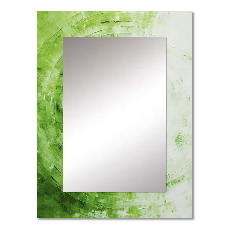 Green White Sage Spirals - Green Wall Mirror Decor, 32" x 24"