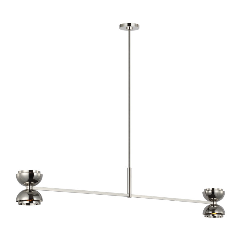 Sean Lavin Shanti 2-light linear extra large linear chandelier in dark bronze finish, Polished Nickel
