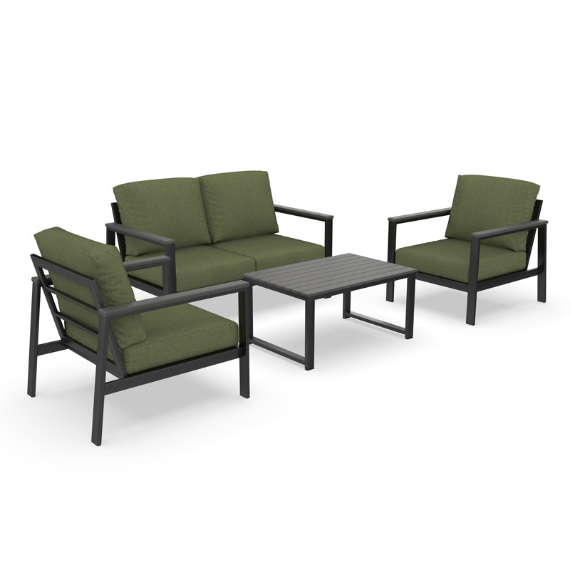Ensemble de conversation avec causeuse 4 pièces Sommerfield avec coussins Sunbrella®, Green, Grey