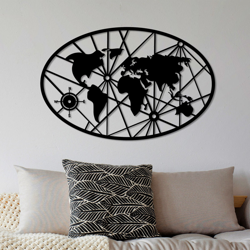 Élégant accessoire mural en métal noir décoratif, 23,6 po x 36,2 po | Fabrication 100% métal, épaisseur: 0,06 po | Conception légère (1,9 lb) pour une fixation murale facile, parfaite pour la décoration intérieure et les intérieurs modernes