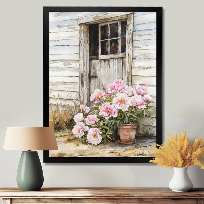 Belleview - impression sur toile florale, H 32 po x l 24 po, Noir, noir, noir, noir, Avec cadre