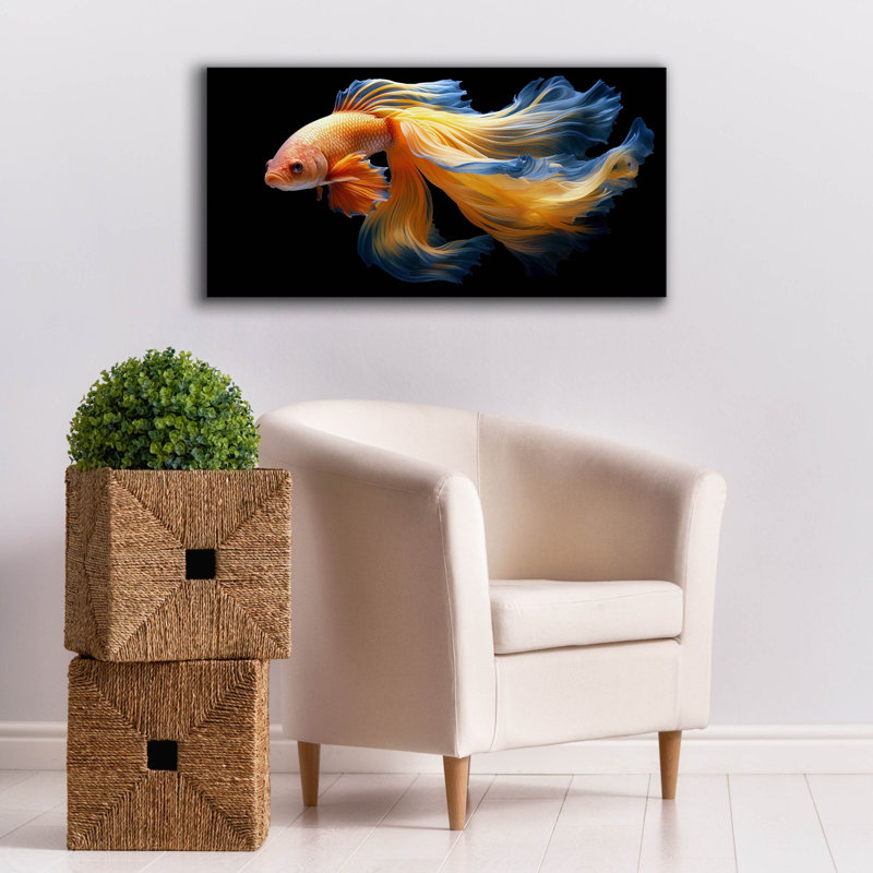 «Fighting Fish Blue and Yellow» par Epic Portfolio, art mural sur toile, H 20 po x l 40 po x P 1,5 po