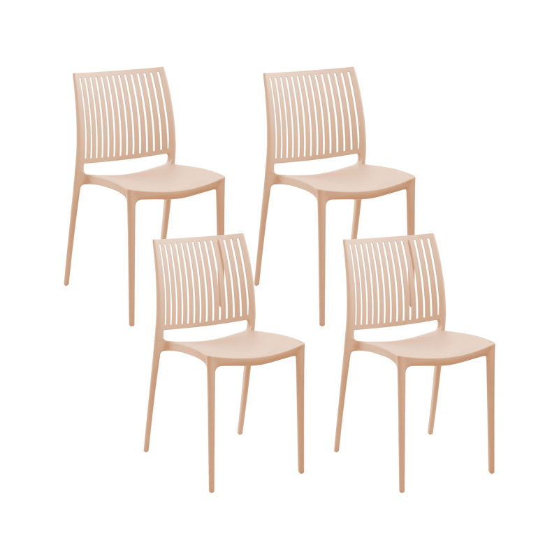 Stackable Outdoor Patio Dining Side Chair, Beige