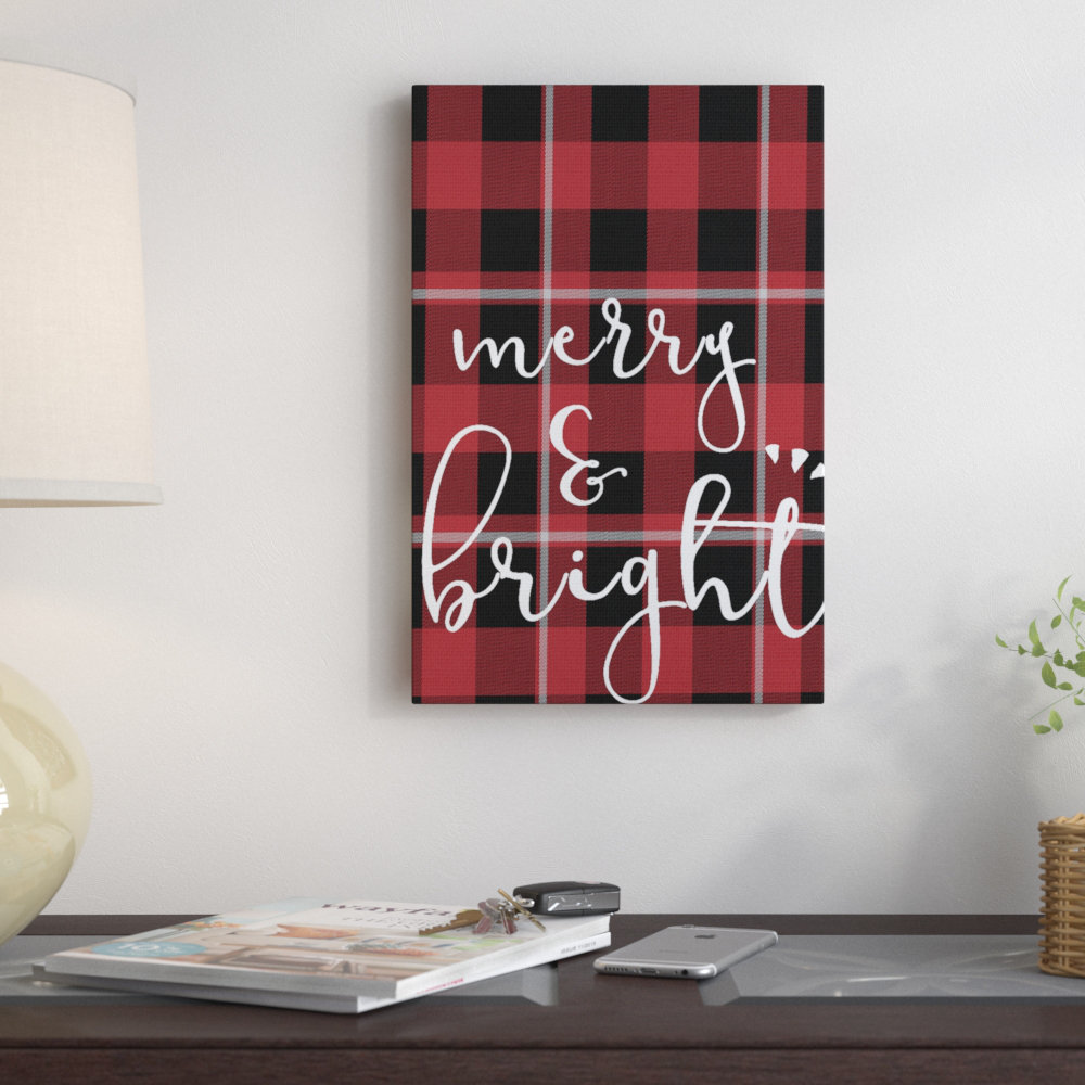" Merry & Bright Plaid Typography " by Daphne Polselli The Holiday Aisle® 