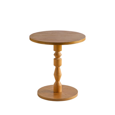 Round Side Table with solid Tabletop and Wood Spindle Leg