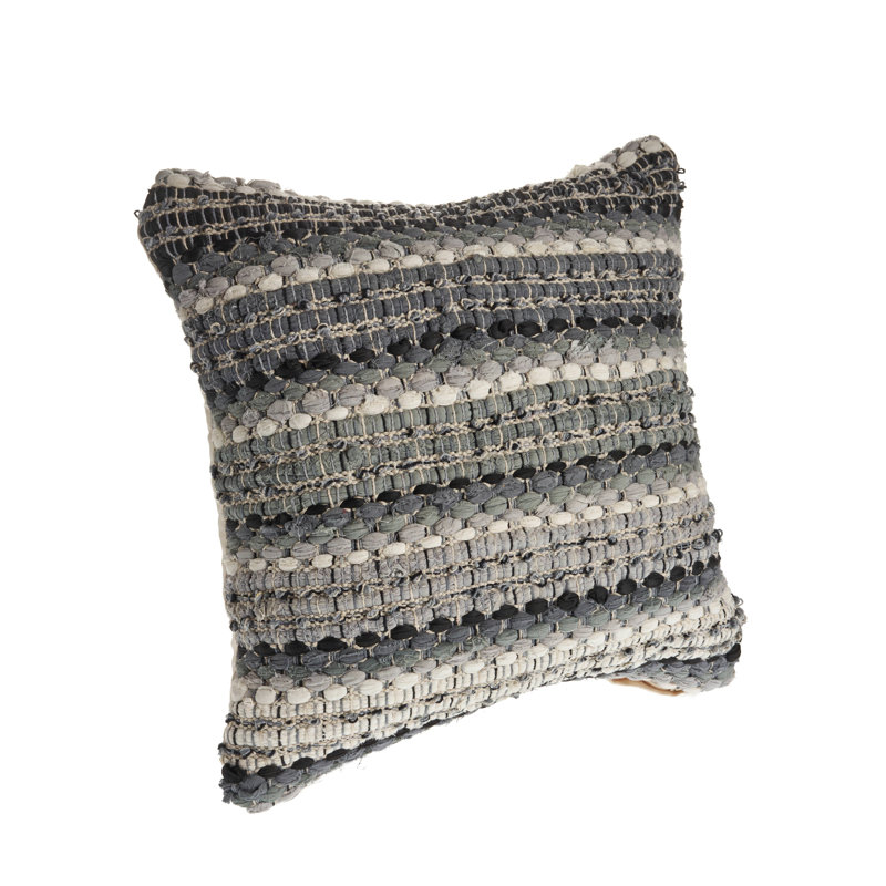  Ruffled Throw Pillow, Black/Gray