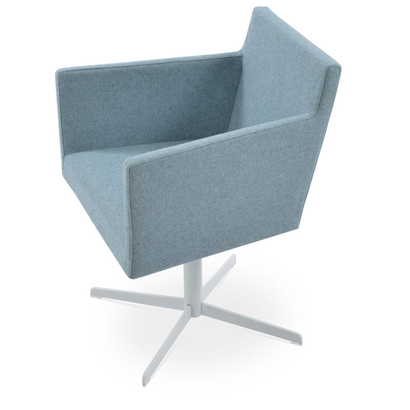 Chaise avec accoudoirs pivotants Harpoint 4 Star, Laine Camira - bleu fumée, Blanc