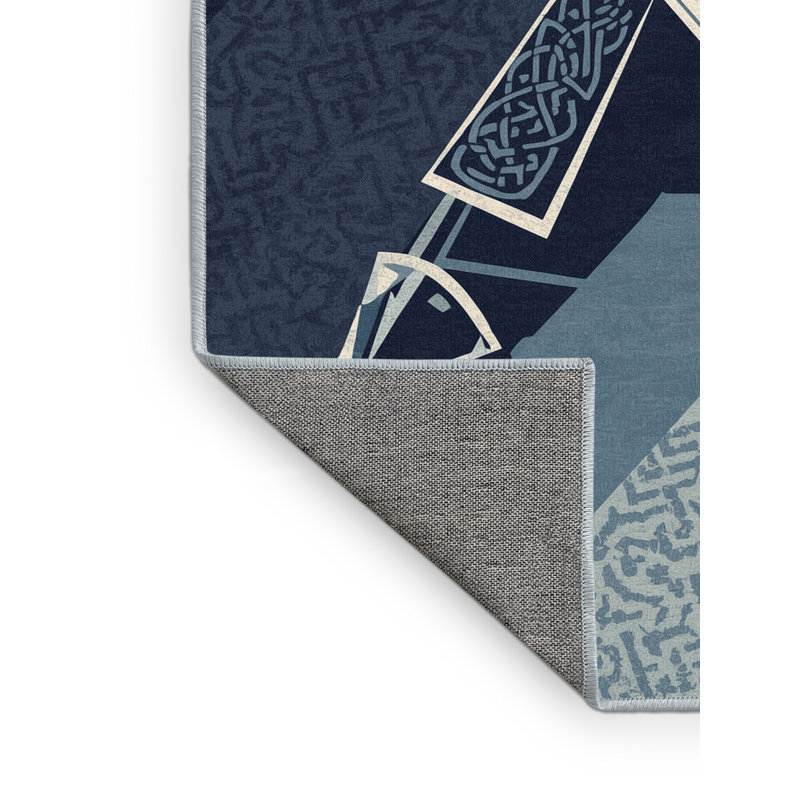 Tapis gris lavable à la machine Barnesville Celtic Swordsman, 2 x 5