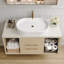 Meuble-lavabo moderne avec rangement en bois massif et lavabo ovale