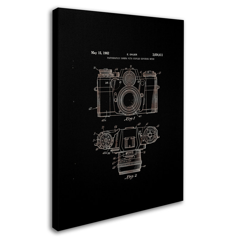 Black Photographic Camera Patent 1962 Canvas Art