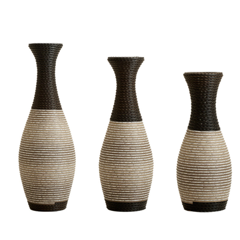 Desktop Vase, Brown Decorative Floor Vase, Classic And Neat Floor Vase, High Independent Flower Stand, Artificial Vine Vase, PVC Floor Vase, Home Decoration Flower Stand Set Of 3 Pieces